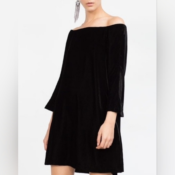 Zara Basic Velvet‎ Dress-Small-Black - Picture 1 of 7